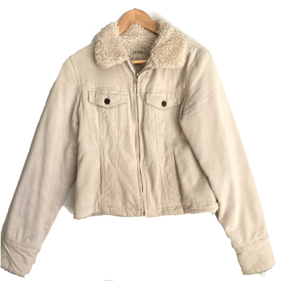 Sf45 Corduroyfaux Fur Trucker Jacket 